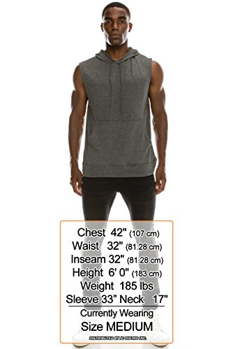 JC DISTRO USA-made Mens Active Lightweight Soft Fabric Sleeveless Hoodie (S~Big 6XL, Big