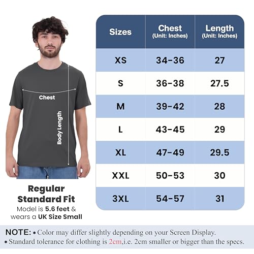 6 Pack T Shirts for Men UK 100% Cotton Tshirts | Pre-Shrunk Crew Neck Mens T Shirts Multipack - Image 5
