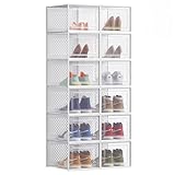 SONGMICS Cajas de Zapatos, Organizador de Zapatos de Plástico, Plegable y...