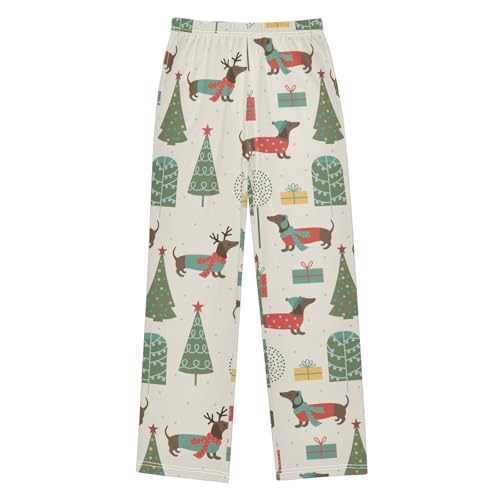 Boys' Pants Christmas Trees Dachshunds Long Bottoms Jogger Pants Elastic Waist Trousers with Pockets S-XL