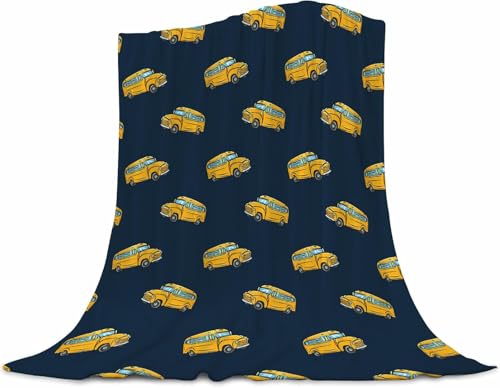 Image of School Bus Baby Blanket 30 inchx40 inch - Soft Flannel Fleece Throw for Crib & Stroller, Plush Nursery Blanket for Toddlers, Cozy Travel Blanket