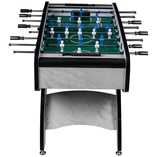 RAMROXX Fußball Tischkicker Design Weiss grünes Spielfeld Figuren Blau Weiss 80kg – Bild 4