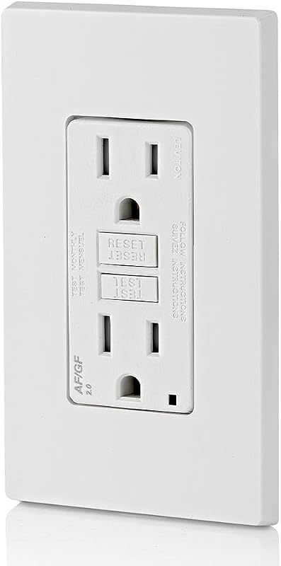 Leviton Salida AFCI/GFCI de doble función, 15 A, autoprueba, resistente a manipulaciones con luz indicadora LED, protección contra descargas eléctricas e incendios eléctricos en un solo dispositivo, AGTR1-W, blanco