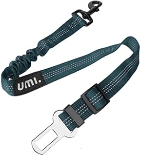 Amazon Brand  Umi Dog Seat Belts for Car, Adjustable Nylon Restraint Car Seat Belt for Dog, Strong Dog Car Safety Harness with Elastic Bungee Buffer, 360 Degree Swivel Attach Won't Twist