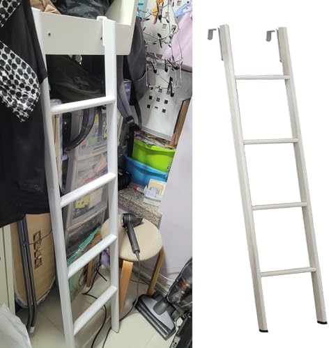 Adjustable Universal Metal Bunk Bed Ladder with Hooks - Short RV Replacement Climb Ladder for Twin Beds (130cm/50in) - Floor Standing, Durable & Space-Saving.