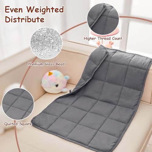 yescool Weighted Lap Pad 2 Pounds Weighted Lap Blanket, Grey Small Weighted Blanket, Weighted Throw Blanket Gifts for Travel Indoor Outdoor, 20