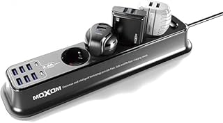 مشترك كهرباء من V Volt بسعة 2500W مع 4 منافذ ضد الكهرباء الساكنة، 6 منافذ USB-A،2 منافذ Type-C شحن سريع وفعال وعالي الكفاءة، مثالي للأجهزة عالية التقنية، طول 2 متر