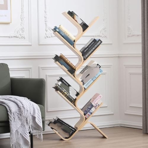 Estantería en forma de árbol pequeña: soporte de piso multicapa para organizar libros en su estudio 3