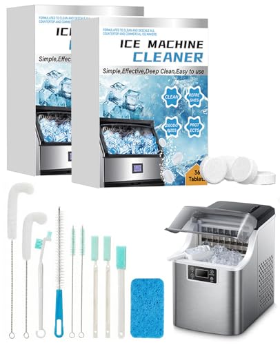 Rudfovn 72 Pcs Ice Machine Cleaner Ices Maker Cleaning Effervescent Tablet with 10 Pcs Cleanup Tools for Limescale and Mineral Buildup