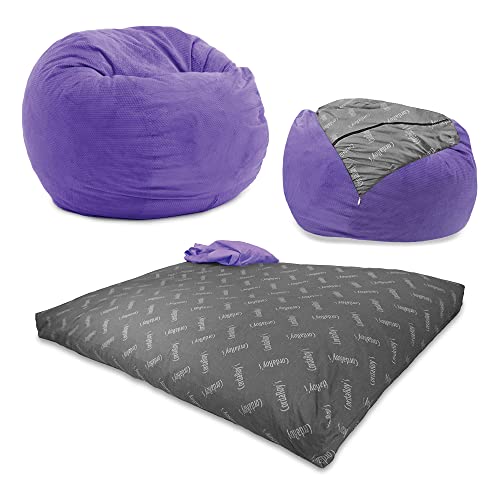 CordaRoy's Chenille Bean Bag Chair, Convertible Chair Folds from Bean Bag to Lounger, As Seen on Shark Tank, Very Peri Purple - Full Size by CordaRoy's - Used condition - US$199.68
