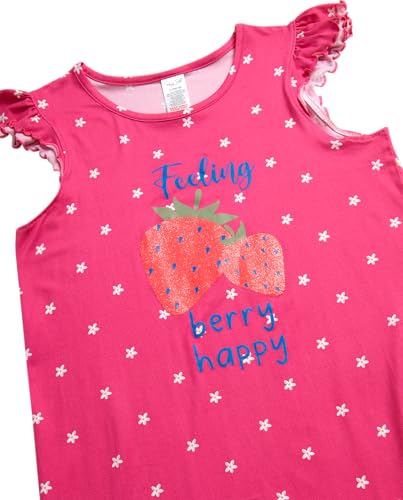 Rene Rofe Girls Pajamas - 4 Pack Lightweight Polyester Girls Nightgowns with Cute Designs Kids Pajamas Sleepwear (4T-12)3