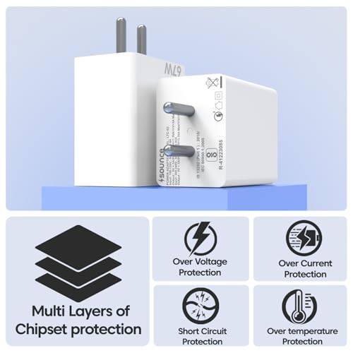 Image of Mi 67W FastCharge Type C Power Adapter with PD Charging Support Advanced Safety Protection Compact Lightweight Travel Design for Rapid Charging of Smartphones Tablets Laptops USB-C Devices Use (White)