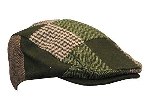 WALKER AND HAWKES - Cappellino piatto Digby con toppa in lana, Verde, XXL