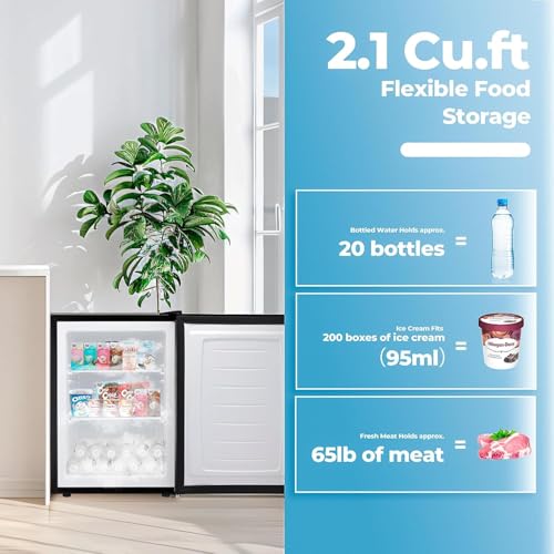 Image of Electactic 2.1 Cu.ft Small Freezer, Mini Upright Freezer with 7 Adjustable Thermostat, Removable Shelves, Reversible Single Door, for Bedroom /Home /Dorms /Apartment (Black)