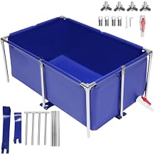 Canvas Fish Pond, Stainless Steel Show Water Tank Portable Water Storage Tank Foldable Breeding Koi Fish Pond Reservoir Aquarium Ornamental Swimming Pool, for Home Aquaculture