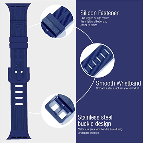 Image of TECHONTO New Designed Silicone Watch Strap Compatible with Apple Watches (42-44 & 45mm), Soft Silicone & Premium Buckle, Wristband for iWatch Series 7 /6 /5 /4 /3 /2 /1 /SE