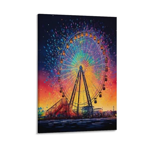 Aurora grande roue décoration murale sur toile tableau moderne salon et chambre 40x60 cm