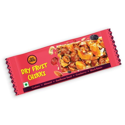 Image of GO DESi - Dry Fruit Chikki | Dry Fruit Bar | Indian Mithai | Gajak | Sweets Gift Pack | 168 grams | Pack of 6 Pieces