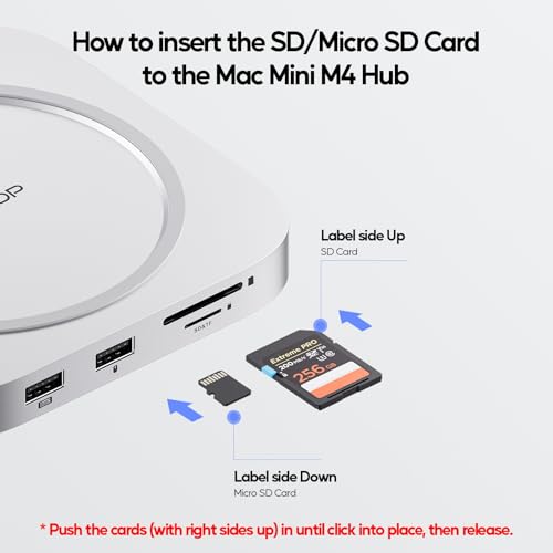 Image of Mac mini M4 Dock with 8TB M.2 SSD Enclosure (SSD NOT Included), Mac mini M4 / M4 Pro Hub Stand with HDMI 4K@60Hz, 2024 MacMini USB C Hub Accessories, 3 USB A, SD /TF, 3.5mm Audio