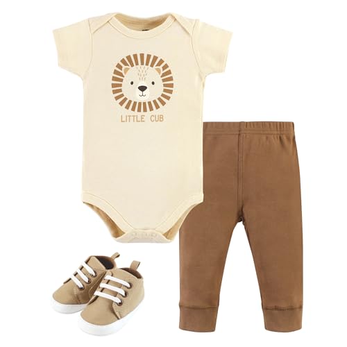 Image of Hudson Baby Unisex Baby Cotton Bodysuit, Pant and Shoe Set