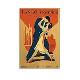 Argentinian Tango Vintage Travel Poster Couple Dancing Wall Art Canvas Painting Wall Art Poster for Bedroom Living Room Decor 16x24inch(40x60cm) Unframe-style