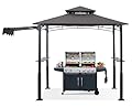 ABCCANOPY Grill Gazebo with Extra Awning - 11x5 Outdoor BBQ Canopy Shelter with 2 Led Lights for Patio Backyard Grilling (Grey)