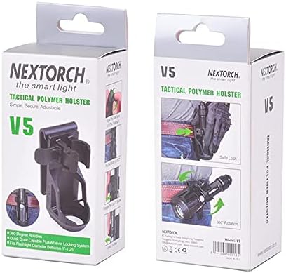 Nextorch V5 Tactical Flashlight Holster with Lever Side Lock System Only for 1"-1.25" Diameter Flashlight Holster Head Diameter 0.78"-1.18" Bottom Diameter 1.18")
