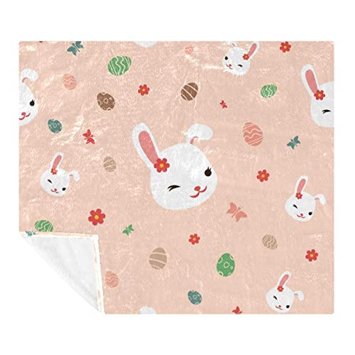 Couverture douce lapin et œufs de Pâques jeté de lit cocooning enfant