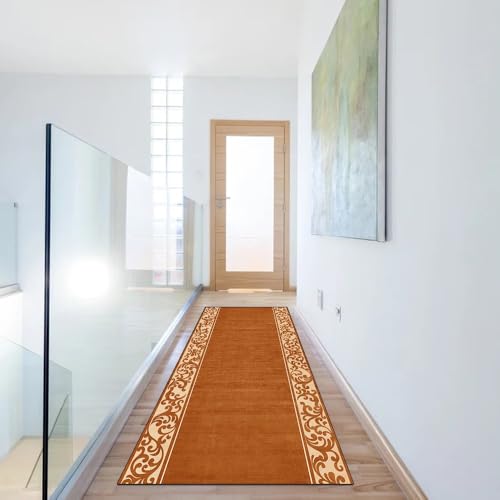 Alfombra de pasillo naranja 90x120 cm lavable para hogar 6