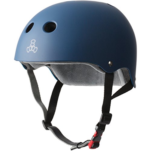 Triple Eight THE Certified Sweatsaver Helmet for Skateboarding, BMX, and Roller Skating, Navy Rubber - //coolthings.us