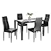 Bonnlo 5 Pieces Dining Set Modern Dining Table Set for 4 Persons Kitchen Dining Table with 4 PU Leather Chairs Dining Room Table with Tempered Glass Top