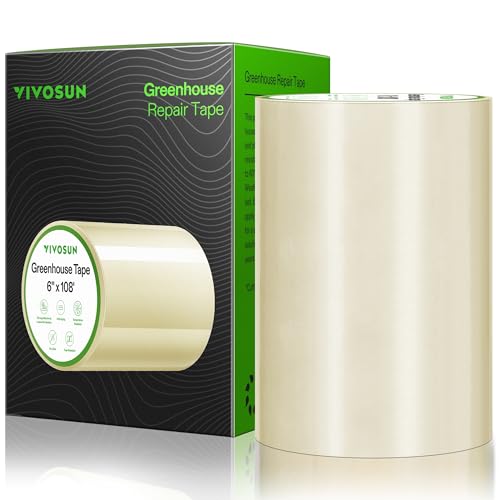 Image of VIVOSUN Greenhouse Repair Tape, 6.3 mil 6 inch x108' Weatherproof Clear Poly Patch Tape, Heavy Duty Greenhouse Sheeting Coverings Film Tape for Plastic Sheeting and Tents
