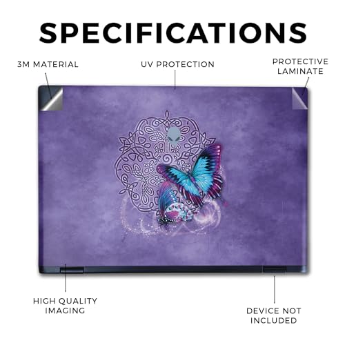 Image of Laptop Skin Compatible with Alienware M16 R2 (2024) - Celtic Butterflies - Premium 3M Vinyl Protective Wrap Decal Cover - Easy to Apply | Crafted in The USA by MightySkins