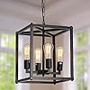 4 Light Farmhouse Chandelier Fixture Rustic Industrial Pendant Lighting Adjustable Height Metal Cage E26 Hanging Lights for Kitchen Island Dining Room Living Room Bedroom Foyer Entry