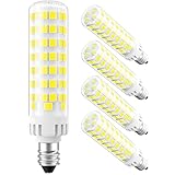 DUMILOO E11 Led Bulb Dimmable, JDE11 120V 100W Halogen Equivalent, T3 T4 Mini Candelabra Base, 6000K Daylight White 10W 1000lm JD E11 Bulb for Ceiling Fans, Chandeliers, Cabinet Lighting, Pack of 4