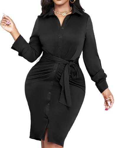 Image of SxClub Business Dresses for Women Elegant Long Sleeve Bodycon Pencil Knee Length Formal Dress for Evening Cocktail