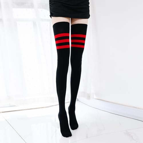 Image of Kayhoma Extra Long Cotton Stripe Thigh High Socks Over the Knee High Plus Size Stockings
