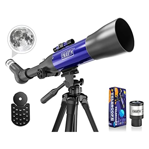 Emarth Interstellar Telescope 70mm Aperture 500mm AZ Mount Astronomical Refractor Telesocpe for Beginners Adults, Scope with Tripod, Phone Adapter, Star Finder, Kids Gift, Blue Cover