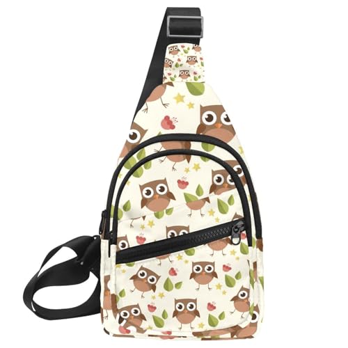 Mochila cruzada de búhos para hombre y mujer, bolsa de pecho ligera multicolor de 30x18 cm