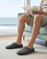 VeraCosy Herren Zweifarbige Hausschuhe Memory Schaum Pantoffeln,Grau Blau,44/45 EU – Ansicht 2