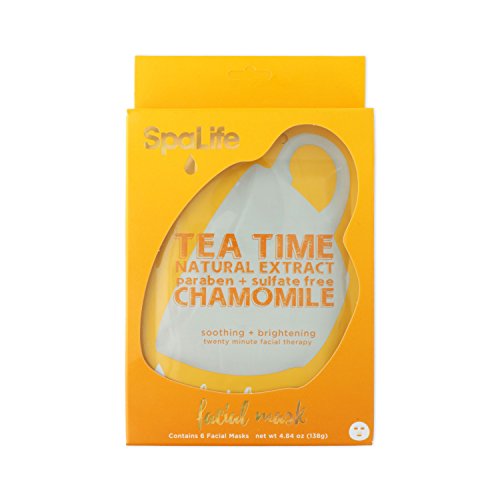 SpaLife 6 Pack Tea Time Face Mask - Natural Extract - paraben + Sulfate Free (Chamomile)