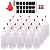 Belinlen 20 Pack 6-Ounce Plastic Squeeze Bottles with 20pcs Red Tip Caps and Measurement - Good for