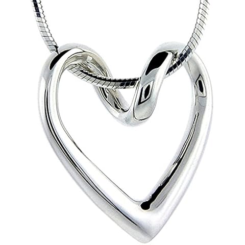 Sterling Silver Floating Heart Necklace Flawless Quality, 3/4 x 3/4 inch wide Cover