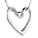 Sterling Silver Floating Heart Necklace Flawless Quality, 3/4 x 3/4 inch wide