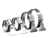 LonESA 304 Stainless Steel Hose Clamps, Mixed Set of 16 with Thumb Screw Key, Adjustable Sizes 6-12mm to 21-44mm (1/4