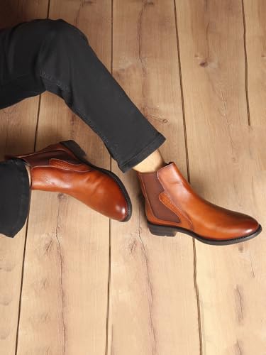 Image of Carlton London Men's Premium Leather Slip-On Solid Chelsea Boots