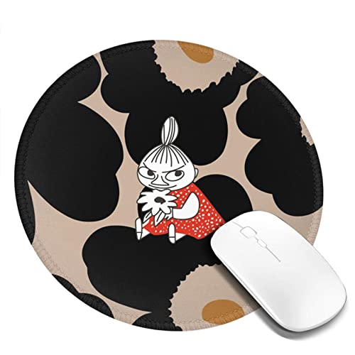 かわいい 花柄 リトルミイ アニメです マウスパッド 円型 ラバー 仕事/自宅用 滑り止めゴム底 耐久性 オフィス ゲーム 柔軟 防水清潔 多機能 アニメ キャラクター 小型 便利 おしゃれ 可愛い 20*20cm （縁縫い固定）