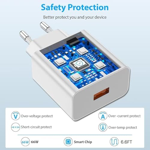 66W SuperCharge Caricabatterie per Honor Magic 6 Lite 200 Lite 90 Lite X8a X8b,66W Caricatore Rapido con 6A Cavo USB C 2M USB C Adattatore di alimentazione per HONOR 90 200 70 Lite X9b Pad X8a Pad 9