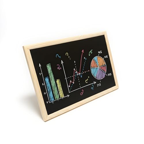 Leddy Living Pizarra con marco de madera 35 x 25 cm y caballete en la parte posterior plegable de mesa, superficie para tiza, estilo natural vintage para cocina, oficina, dormitorio y menú