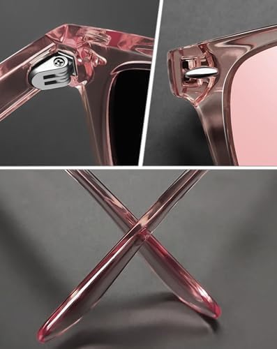 Joopin Square All Pink Sunglasses Retro Designer Oversized Sun Glasses Polarized UV Protection Fashion Shades for Women Men - 4